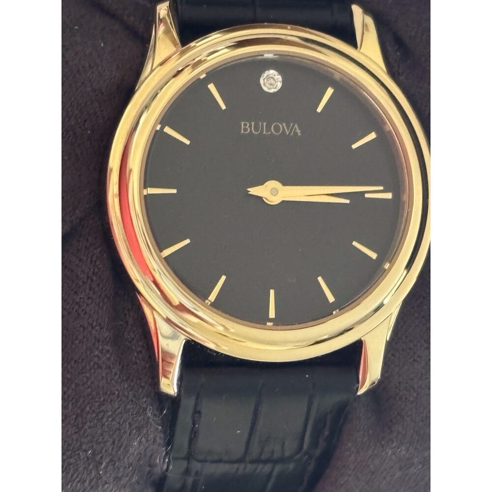 Bulova 150 Gold Tone Women's Wrist Watch 97Y01 Brand New W/ Box Leather Strap